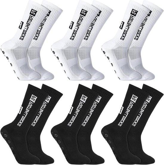 Cosensi - Grip voetbalsokken voor mannen | Antislip atletische sokken voor sport | 6 paar met grip pads