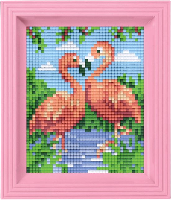 Creatives Hobby Pixel P31442 Mozaïek geschenkdoos flamingo's, Pracht Creatives Hobby Pixel afbeelding met kader, zeer eenvoudig insteeksysteem, niet strijken of lijmen, steentjes van bio-plastic