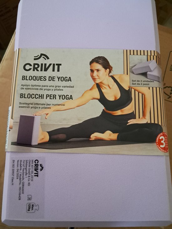 Crivit Yoga blokken set van 2 stuks - 23 x 15 x 7.5 cm