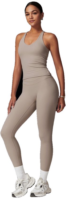 Currero Pilates Pak Dames - Yoga - Buttshaper - Gym - Fitness - Butt Lift - Bil Vergrotend - Heup Liftend - Yogakleding - Beige M