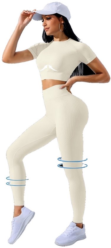 Currero Pilates Pak Dames - Yoga - Buttshaper - Gym - Fitness - Butt Lift - Bil Vergrotend - Heup Liftend - Yogakleding - Beige XS