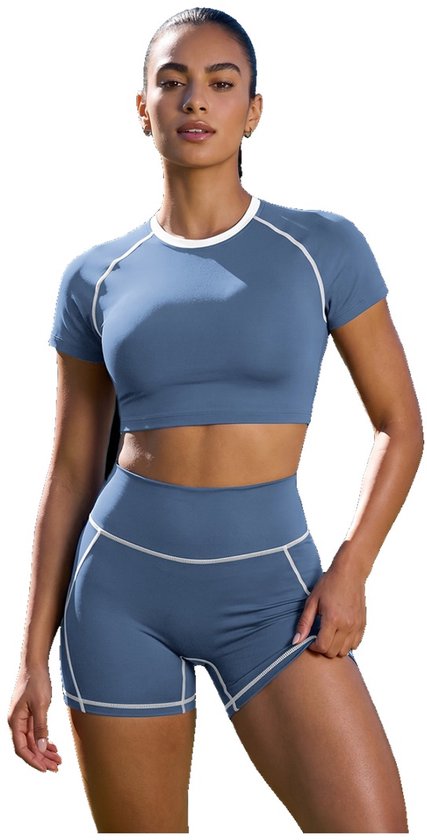Currero Pilates Pak Dames - Yoga - Buttshaper - Gym - Fitness - Butt Lift - Bil Vergrotend - Heup Liftend - Yogakleding - Blauw + Blauw S