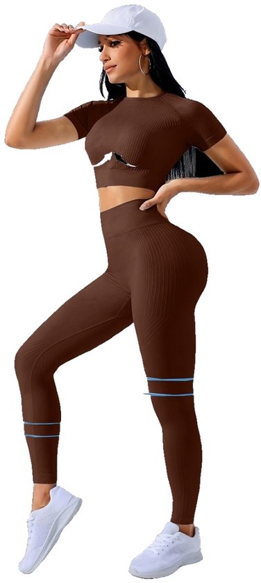 Currero Pilates Pak Dames - Yoga - Buttshaper - Gym - Fitness - Butt Lift - Bil Vergrotend - Heup Liftend - Yogakleding - Bruin S