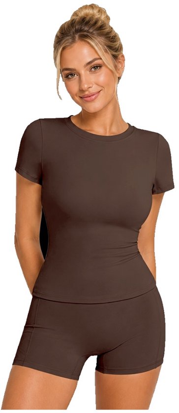 Currero Pilates Pak Dames - Yoga - Buttshaper - Gym - Fitness - Butt Lift - Bil Vergrotend - Heup Liftend - Yogakleding - Bruin XL