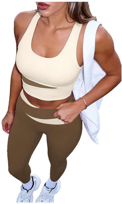Currero Pilates Pak Dames - Yoga - Buttshaper - Gym - Fitness - Butt Lift - Bil Vergrotend - Heup Liftend - Yogakleding - Bruin XXL