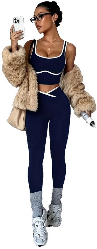 Currero Pilates Pak Dames - Yoga - Buttshaper - Gym - Fitness - Butt Lift - Bil Vergrotend - Heup Liftend - Yogakleding - Donkerblauw XL