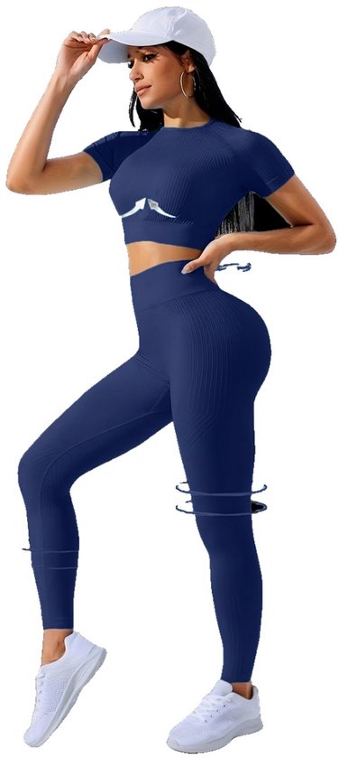Currero Pilates Pak Dames - Yoga - Buttshaper - Gym - Fitness - Butt Lift - Bil Vergrotend - Heup Liftend - Yogakleding - Donkerblauw XS