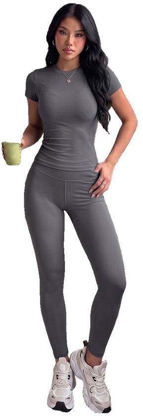 Currero Pilates Pak Dames - Yoga - Buttshaper - Gym - Fitness - Butt Lift - Bil Vergrotend - Heup Liftend - Yogakleding - Donkergrijs S