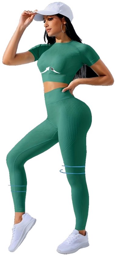 Currero Pilates Pak Dames - Yoga - Buttshaper - Gym - Fitness - Butt Lift - Bil Vergrotend - Heup Liftend - Yogakleding - Donkergroen XL