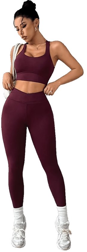 Currero Pilates Pak Dames - Yoga - Buttshaper - Gym - Fitness - Butt Lift - Bil Vergrotend - Heup Liftend - Yogakleding - Donkerrood M