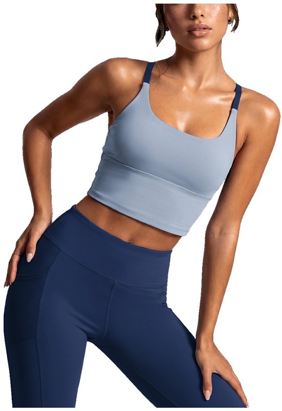 Currero Pilates Pak Dames - Yoga - Buttshaper - Gym - Fitness - Butt Lift - Bil Vergrotend - Heup Liftend - Yogakleding - Grijs + Blauw M