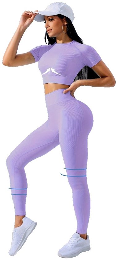 Currero Pilates Pak Dames - Yoga - Buttshaper - Gym - Fitness - Butt Lift - Bil Vergrotend - Heup Liftend - Yogakleding - Lichtpaars S