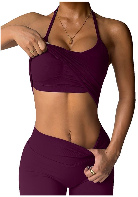 Currero Pilates Pak Dames - Yoga - Buttshaper - Gym - Fitness - Butt Lift - Bil Vergrotend - Heup Liftend - Yogakleding - Paars S