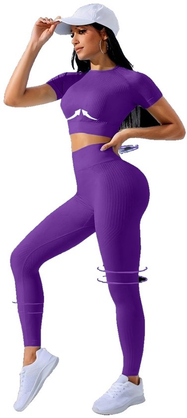 Currero Pilates Pak Dames - Yoga - Buttshaper - Gym - Fitness - Butt Lift - Bil Vergrotend - Heup Liftend - Yogakleding - Paars XL
