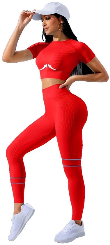 Currero Pilates Pak Dames - Yoga - Buttshaper - Gym - Fitness - Butt Lift - Bil Vergrotend - Heup Liftend - Yogakleding - Rood L