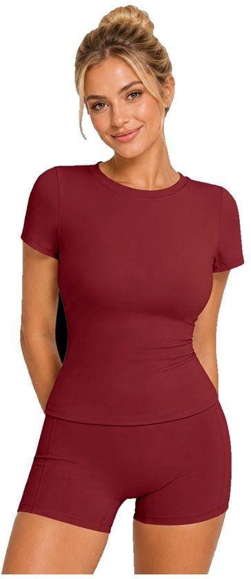 Currero Pilates Pak Dames - Yoga - Buttshaper - Gym - Fitness - Butt Lift - Bil Vergrotend - Heup Liftend - Yogakleding - Rood M