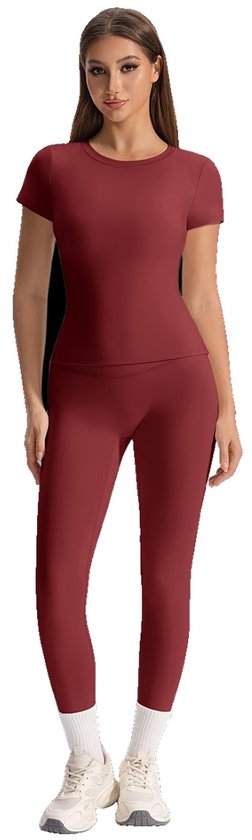 Currero Pilates Pak Dames - Yoga - Buttshaper - Gym - Fitness - Butt Lift - Bil Vergrotend - Heup Liftend - Yogakleding - Rood XL