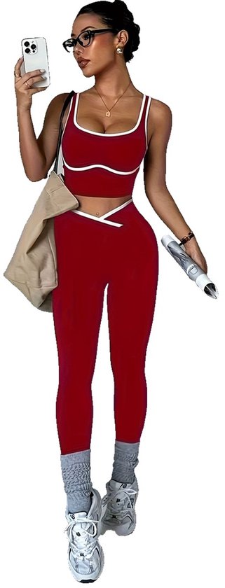 Currero Pilates Pak Dames - Yoga - Buttshaper - Gym - Fitness - Butt Lift - Bil Vergrotend - Heup Liftend - Yogakleding - Rood XS