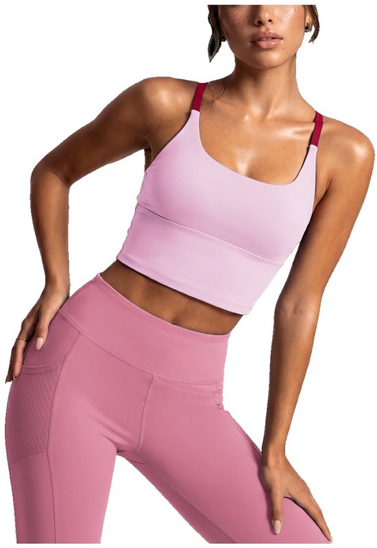 Currero Pilates Pak Dames - Yoga - Buttshaper - Gym - Fitness - Butt Lift - Bil Vergrotend - Heup Liftend - Yogakleding - Roze + Roze L