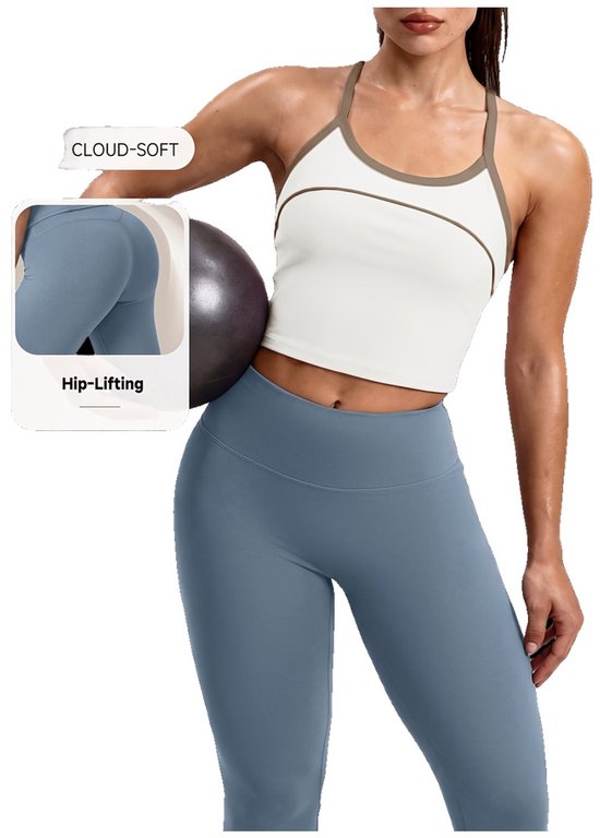 Currero Pilates Pak Dames - Yoga - Buttshaper - Gym - Fitness - Butt Lift - Bil Vergrotend - Heup Liftend - Yogakleding - Wit + Grijs S