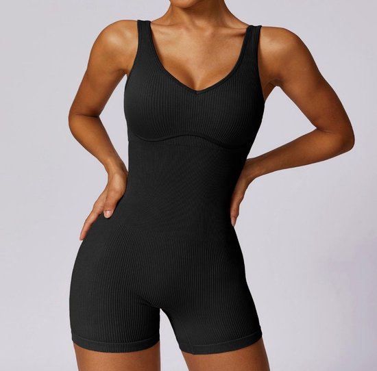 Daily Gym Jumpsuit - Maat S - Zwart - Gymsuit - Fitness kleding - Sportkleding - Yogasuit