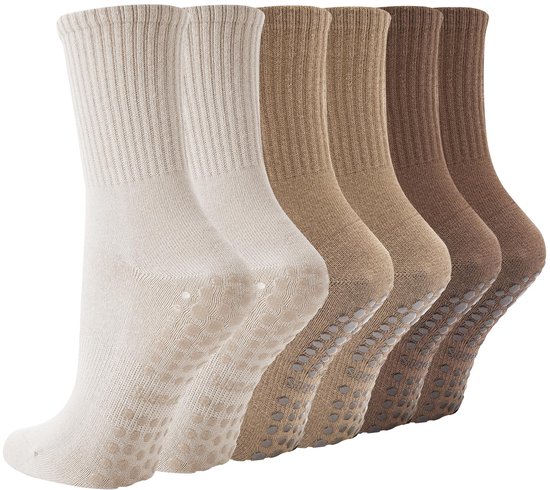 Dailygoods - 3 Paar Antislip Pilates-Sokken voor Dames, Maat 36-40