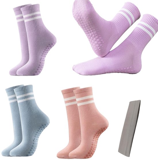 Dailygoods - 3 Paar Antislipsokken Dames voor Yoga en Pilates - Maat 36-41