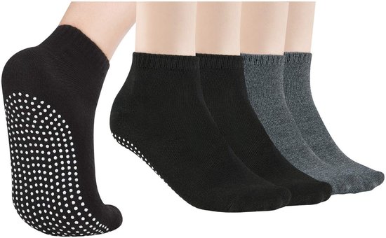 Dailygoods - 4 Paar Antislip Sokken voor Dames en Heren - Grip Sokken voor Yoga en Fitness