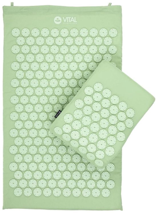 Dailygoods- Acupressuurset blauw - Mat 74 x 44 cm - Kussen 33 x 28 cm - Draagtas nylon - Hypoallergeen - 100% katoen - Yogamat