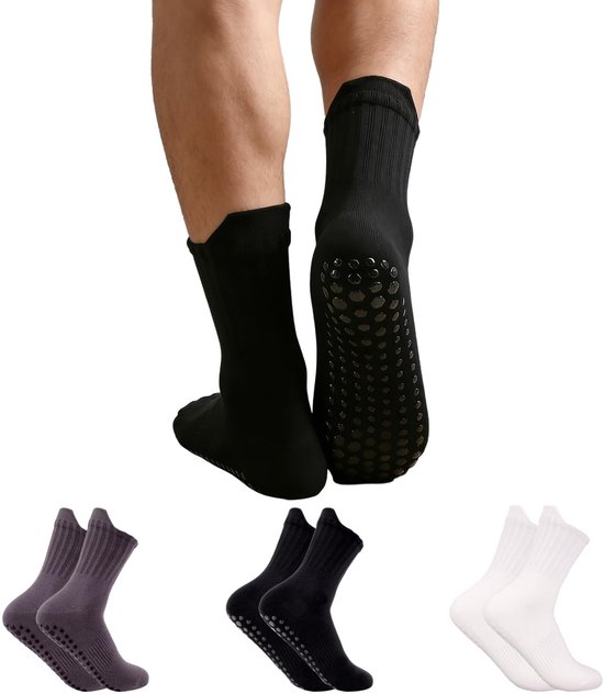 Dailygoods- Antislipsokken 3 Paar - Katoenen Yogasokken - Pilatessokken - ABS Antislip - Met Noppen - Maat 39-45