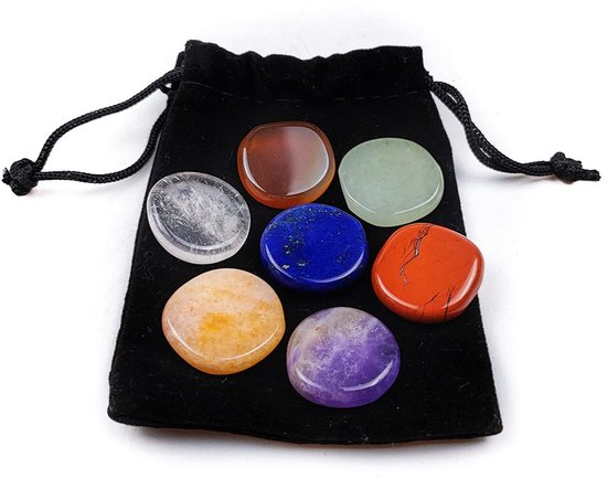 Dailygoods- Chakra-stenen Set 7-delig - Gepolijste Kristallen - Helende Stenen - Reiki/Meditatie/Yoga - Onregelmatige Vorm - Healing Crystals