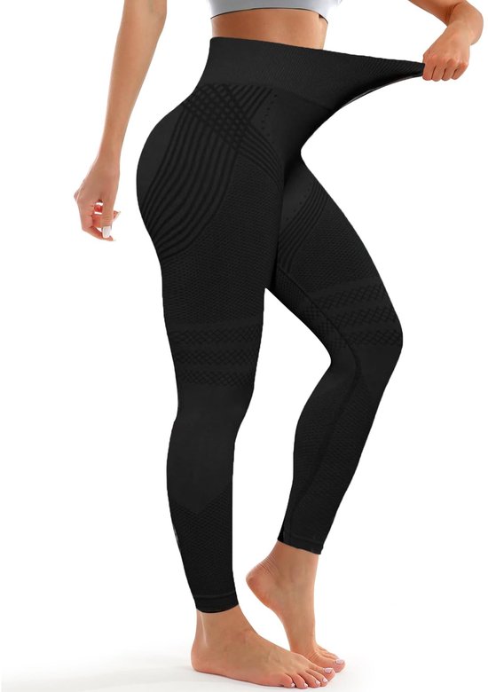 Dailygoods- Compressielegging Dames Hoge Taille - 3D Compressielegging - Naadloos - Sportbroek - Yoga - Vormgevend - Sportlegging