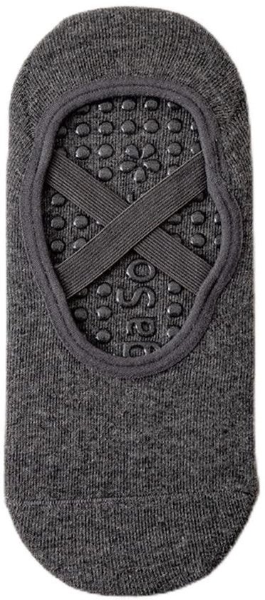 Dailygoods - Dailygoody - Yoga-sokken - Antislip sportsokken - Eén maat - Donkergrijs - Geschikt voor yoga, dans, fitness en meer - 2 paar inbegrepen