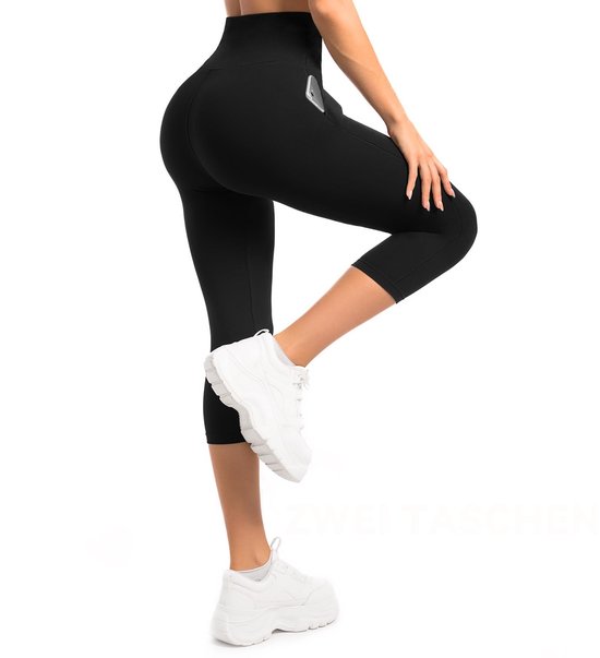 Dailygoods- Dameslegging Hoge Taille - Capri Sportlegging - Sportkleding met Zakken - Yoga/Fitness - Vrije Beweging - Lichtgewicht Materiaal - Sportbroek