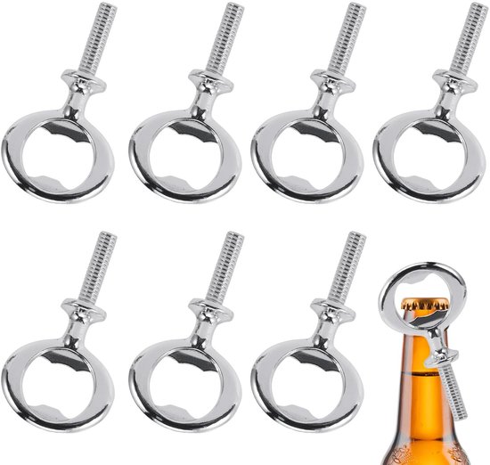 Dailygoods- Flesopener Set 8 Stuks - Multifunctionele Flesopeners - Kurkentrekker - Bieropener - Sleutelhanger - Zilveren Ijzer