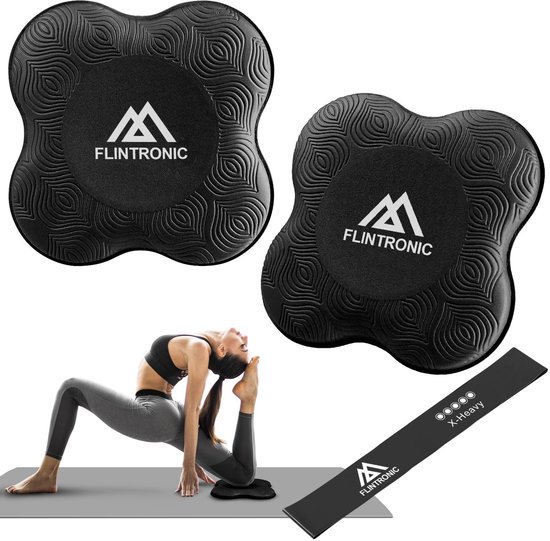 Dailygoods - Flintronic Yoga-kniebeschermer, set van 2 antislip, yogamat, yoga-steunkussen, sportbalanskussen, comfortabele lichtgewicht ondersteuning voor knieën, handen, polsen en ellebogen - 20 x 20 cm, met