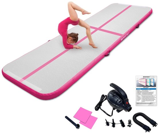 Dailygoods- Gymnastiekmat Antislip - Opblaasbare Mat 3 m - Duurzaam PVC - Voor Thuis/Fitness/Yoga - Lichtgewicht - 245 lbs Maximale Belasting