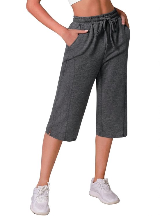Dailygoods- Joggingbroek Dames 3/4 - Trainingsbroek - Capri Broek - Hoge Taille met Zakken - Sportbroek - Casual Zomerbroek - Capribroek