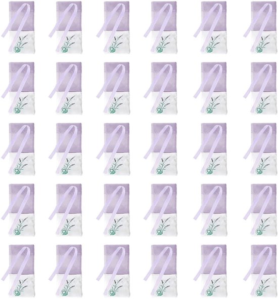 Dailygoods - Lavendel Zak Leeg - Lege Lavendel Tassen - Trekkoord Tassen - Paars Gaas Katoen - Voor Lavendel en Specerijen - 30 Stuks