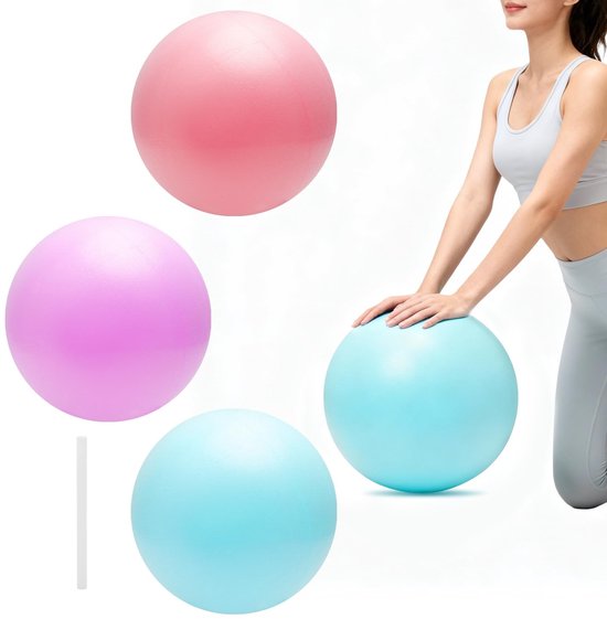 Dailygoods- Pilatesbal Klein - 3 Stuks - Zachte Antislip Gymnastiekbal - Pilates/Yoga Accessoires - Met Blaasbuis - Geschikt voor Thuis/Sportschool