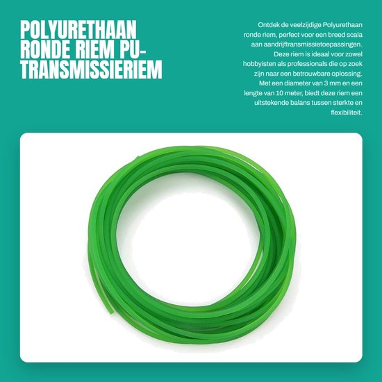 Dailygoods- Polyurethaan Riem - Ronde PU-transmissieriem - Aandrijftransmissie - Ruwe Urethaan - 3mm x 10m - Duurzaam en Flexibel