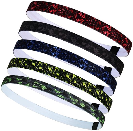 Dailygoods- Sporthoofdband Hoge Elasticiteit - Antislip - Ademend - 5 Stuks - Elastisch - Voor Dames/Heren - Haarband