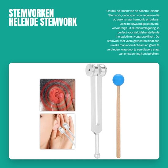 Dailygoods- Stemvork Helende Stemvork 128 Hz - Stemvorken Set - Stemvork Medisch - Aluminiumlegering - Geluidsherstellende Therapie - Inclusief Hamer - Geluidstherapie