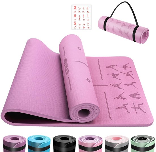 Dailygoods - TPE Yoga Mat van 6 mm - Antislip en Inclusief Draagriem