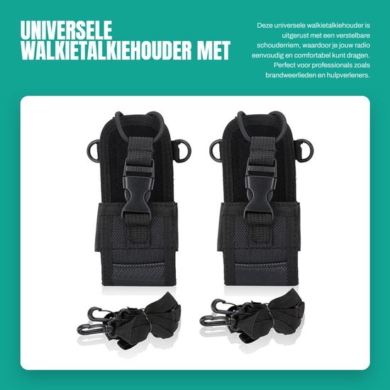Dailygoods- Walkietalkiehouder 2 Stuks - Verstelbare Schouderriem - Universele Nylon Beschermhoes - Lichtgewicht - Duurzaam - Handen Vrij - Portofoonhouder van Dailygoods