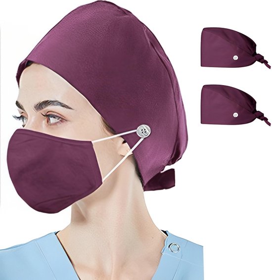 Dailygoods- Werkmuts 2 Stuks - Verstelbaar - Katoen - Zweetabsorberend - Ademend - Comfortabel voor Mannen/Vrouwen - Medische Muts