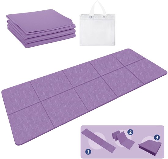 Dailygoods - Yogamat, Opvouwbare Yogamat 183 x 61 x 0.4 cm - Reis Yogamat Antislip, Draagbare Fitnessmat met Draagtas voor Yoga, Sport, Reizen en Thuis