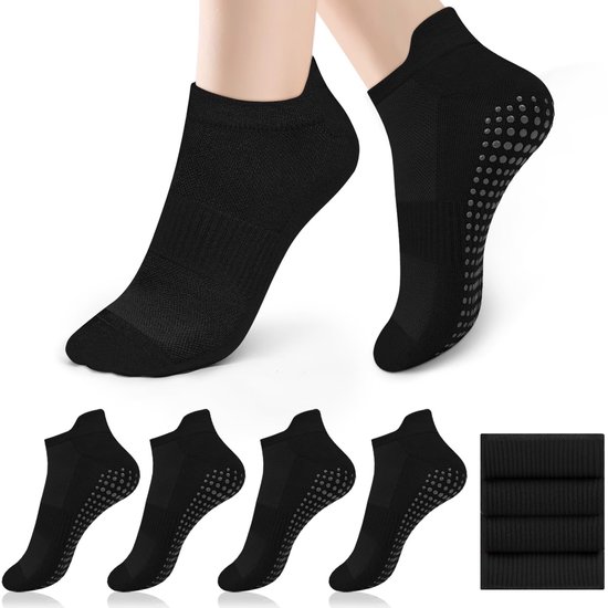Dailygoods- Yogasokken Antislip - 4 Paar - Ademend - Comfortabel - Eenheidsmaat 36-41 - Hoogwaardig Katoen - Antislipsokken
