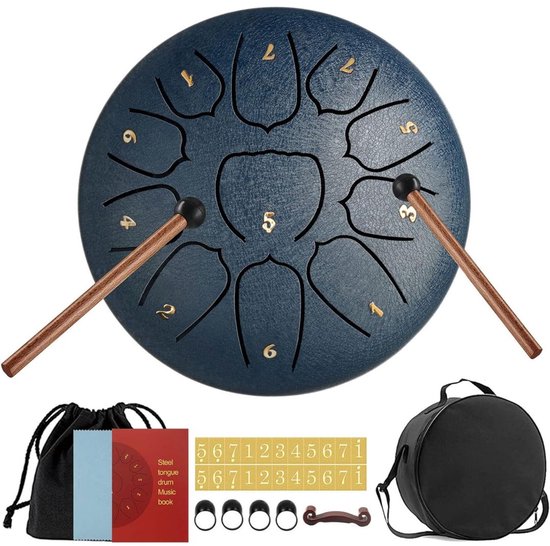DailySupplies® Handpan - Tongue Drum - Klankschaal - Meditatie - Donkergrijs van Merkloos