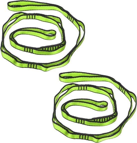 Daisy Chain Straps Set of 2 - Sterke Klimriemen - Verstelbare Nylon Ketting - Garland met 8 Lussen voor Aerial Yoga Hammock Swing - Groen